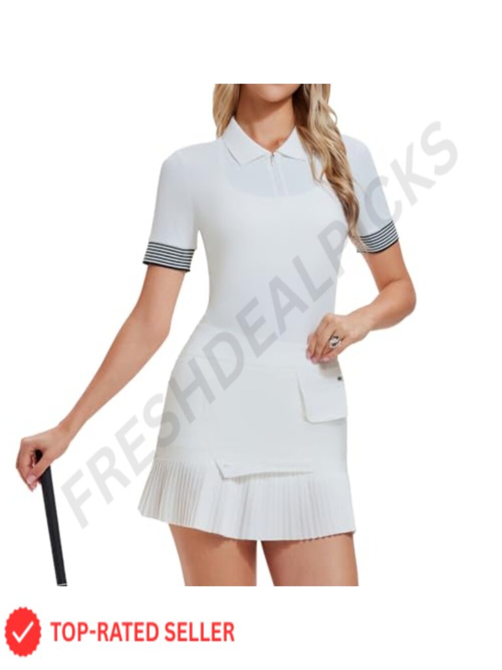 Pleated Tennis Skirt Set with Polo Top & Built-in Shorts Athletic Golf